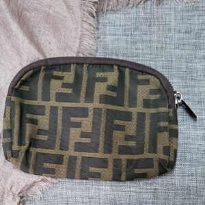 Fendi Brown and Black Toiletry Bag with Iconic FF Pattern
